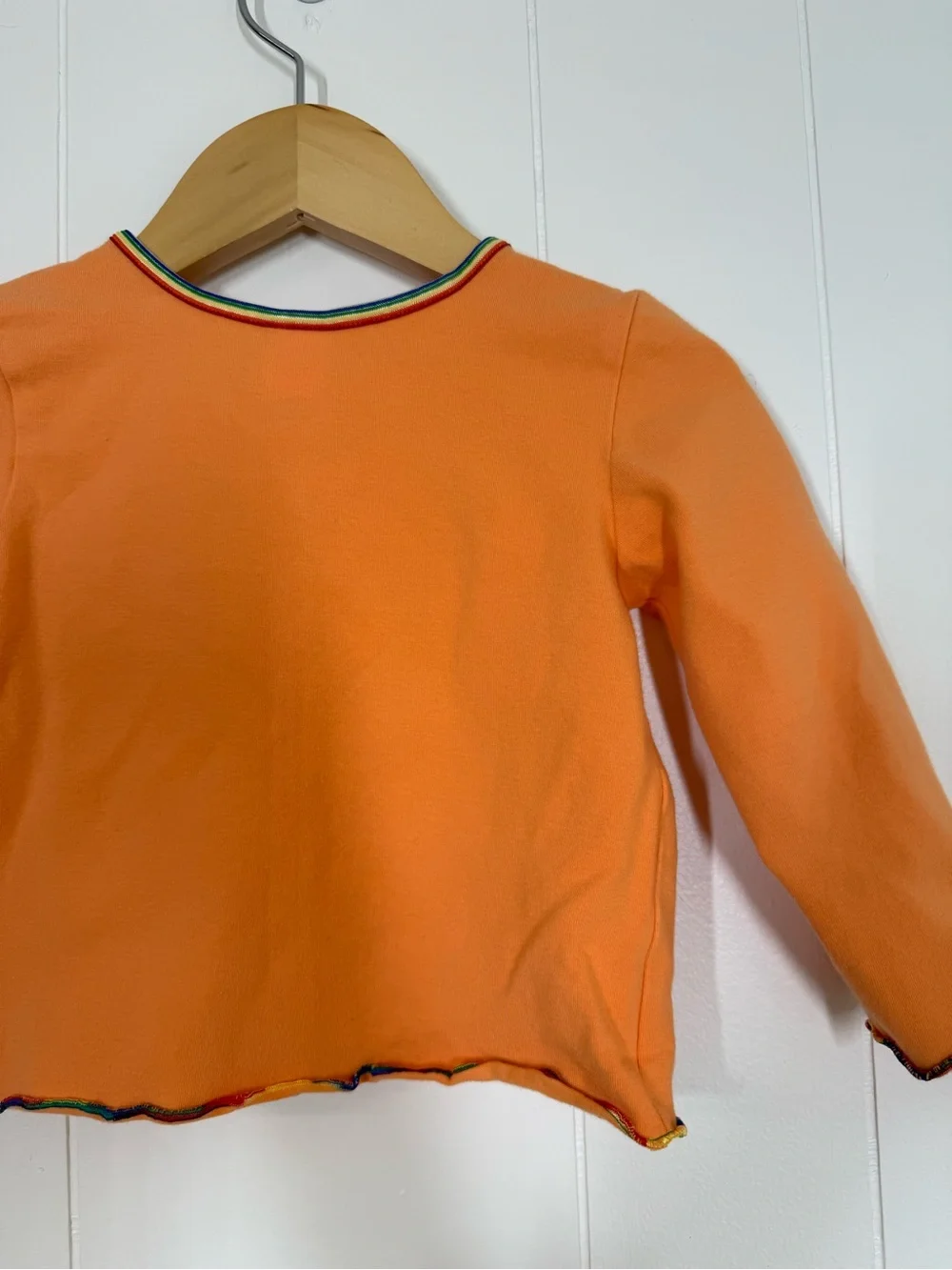 Old Navy Vintage Y2K 2001 Orange Rainbow Ruffle Edge Long Sleeve Tee